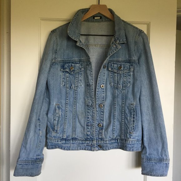 90s vintage J.Crew Jean Jacket Large - Picture 1 of 8